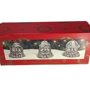 NIB 1994 May Dept Store Home For The Holidays Set of 3 Metal Santa Claus Bells